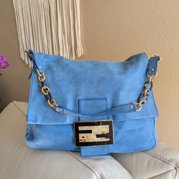 Fendi Handbags - vintage Fendi Mama Forever shoulder bag in blue suede